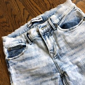 Express High Waist, Distressed, Acid-Wash Jeans, S